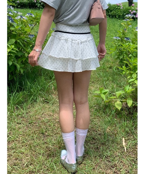 suzie angel(スージー エンジェル)の「ドット フリル ミニスカート(スカート・レディース・ホワイト・M)」の12枚目の写真