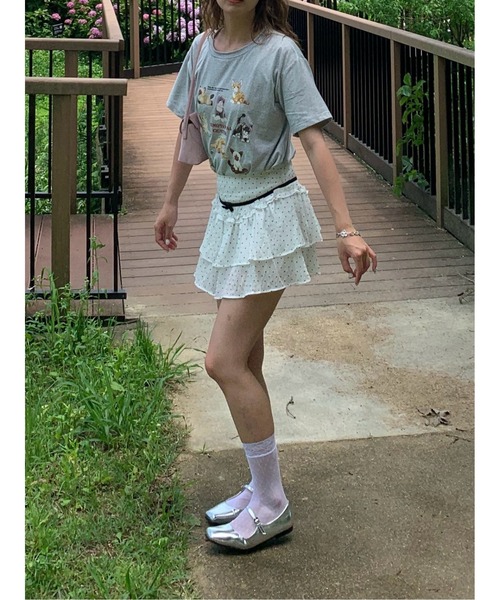 suzie angel(スージー エンジェル)の「ドット フリル ミニスカート(スカート・レディース・ホワイト・M)」の4枚目の写真