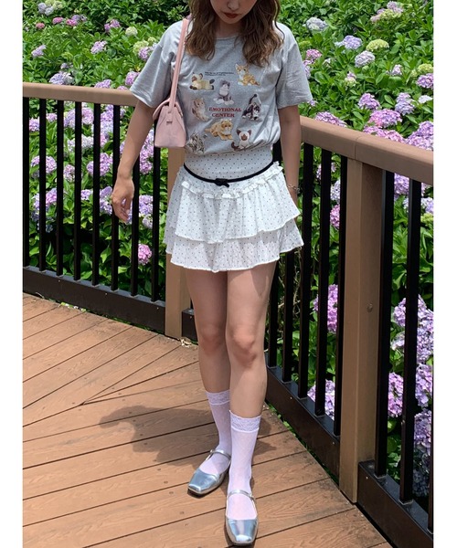 suzie angel(スージー エンジェル)の「ドット フリル ミニスカート(スカート・レディース・ホワイト・M)」の6枚目の写真