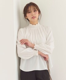 【洗える】スタンドネックブラウス