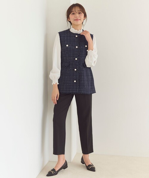 Feroux(フェルゥ)の「【洗える】スタンドネックブラウス(シャツ/ブラウス・レディース・ホワイト系/ブラック系/ブルー系・F)」の7枚目の写真