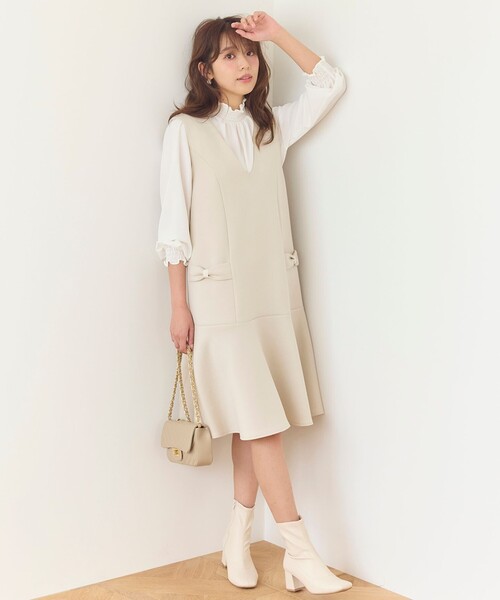 Feroux(フェルゥ)の「【洗える】スタンドネックブラウス(シャツ/ブラウス・レディース・ホワイト系/ブラック系/ブルー系・F)」の8枚目の写真