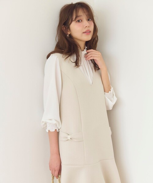 Feroux(フェルゥ)の「【洗える】スタンドネックブラウス(シャツ/ブラウス・レディース・ホワイト系/ブラック系/ブルー系・F)」の9枚目の写真