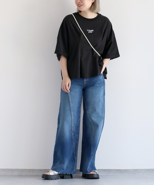 cepo(セポ)の「フロントタックショートスリーブTee(Tシャツ/カットソー・レディース・ベージュ/オフホワイト/ブラック・M)」の7枚目の写真