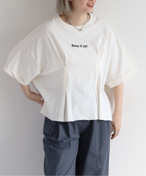 cepo(セポ)の「フロントタックショートスリーブTee(Tシャツ/カットソー・レディース・ベージュ/オフホワイト/ブラック・M)」の15枚目の写真