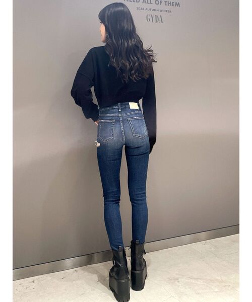 GYDA（ジェイダ）の「Symmetry GYDAインターシャニットトップス（ニット/セーター・レディース・ピンク/オフホワイト/ブラック・FREE）」の7枚目の写真