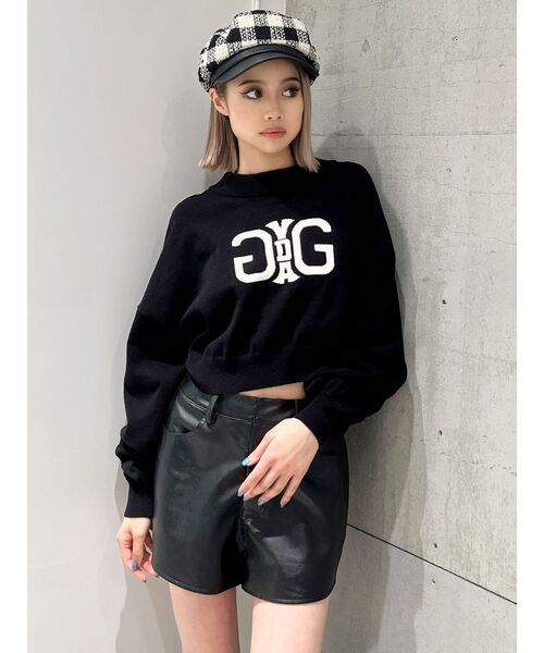 GYDA（ジェイダ）の「Symmetry GYDAインターシャニットトップス（ニット/セーター・レディース・ピンク/オフホワイト/ブラック・FREE）」の11枚目の写真