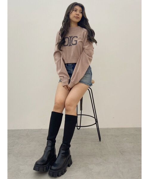 GYDA（ジェイダ）の「Symmetry GYDAインターシャニットトップス（ニット/セーター・レディース・ピンク/オフホワイト/ブラック・FREE）」の22枚目の写真