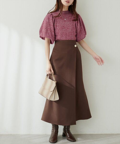 natural couture(ナチュラルクチュール)の「バルーンスリーブメランジニット(ニット/セーター・レディース・オフホワイト/ブラック/ピンク・FREE)」の5枚目の写真