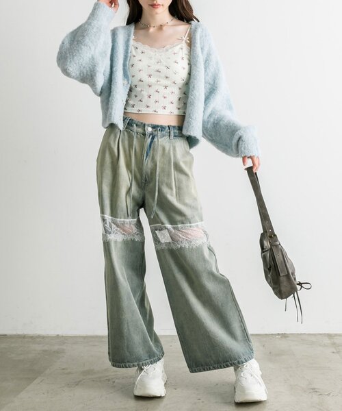 OLIVE des OLIVE（オリーブデオリーブ）の「ブークレ起毛ショートカーデ（カーディガン/ボレロ・レディース・アイボリー/サックスブルー/チャコールグレー/ピンク・FREE）」の16枚目の写真