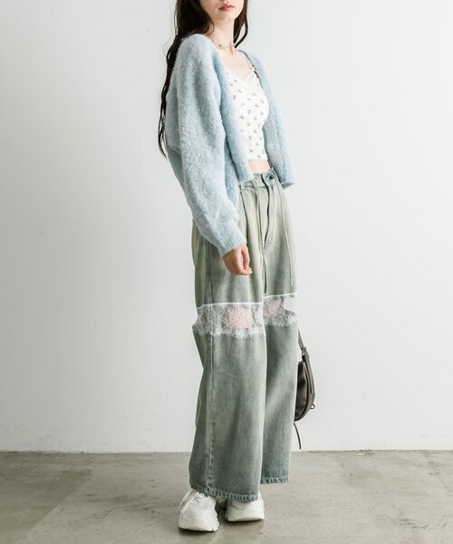 OLIVE des OLIVE（オリーブデオリーブ）の「ブークレ起毛ショートカーデ（カーディガン/ボレロ・レディース・アイボリー/サックスブルー/チャコールグレー/ピンク・FREE）」の17枚目の写真