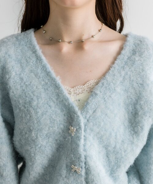 OLIVE des OLIVE（オリーブデオリーブ）の「ブークレ起毛ショートカーデ（カーディガン/ボレロ・レディース・アイボリー/サックスブルー/チャコールグレー/ピンク・FREE）」の22枚目の写真