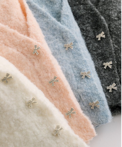 OLIVE des OLIVE（オリーブデオリーブ）の「ブークレ起毛ショートカーデ（カーディガン/ボレロ・レディース・アイボリー/サックスブルー/チャコールグレー/ピンク・FREE）」の5枚目の写真