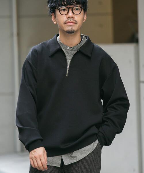 URBAN RESEARCH ROSSO MEN（アーバンリサーチロッソメン）の「『セットアップ対応』ポンチジッププルオーバー（Tシャツ/カットソー・メンズ・ブラック/ネイビー・LARGE/MEDIUM）」の3枚目の写真