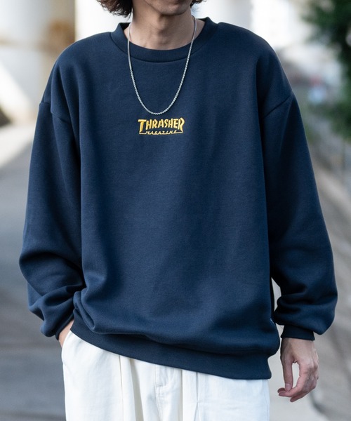 THRASHER（スラッシャー）の「【at】〔THRASHER/スラッシャー〕裏起毛 バックプリント＆刺繍 クルーネック ビッグスウェット（スウェット・メンズ・ブラック/アッシュグレー/ホワイト/ネイビー/グリーン・MEDIUM/LARGE）」の7枚目の写真