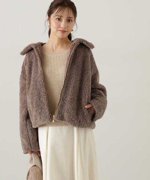 PROPORTION BODY DRESSING フード付きボアジャケット（ショート