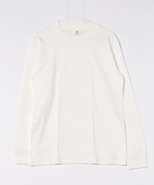 HANES(ヘインズ)の「【HANES/ヘインズ】クルーネックスムースロングスリーブT HM4-A204(Tシャツ/カットソー・メンズ・ブラック/ホワイト・MEDIUM/X-LARGE/LARGE)」の2枚目の写真