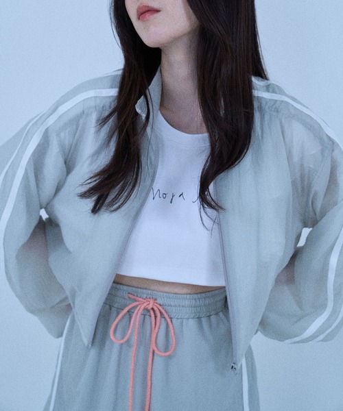 Nora Lily(ノラリリー)の「【Nora Lily】「elle」Short length Sheer Track Jacket(ジャージ・レディース・ライトグレー/ピンク・FREE)」の21枚目の写真