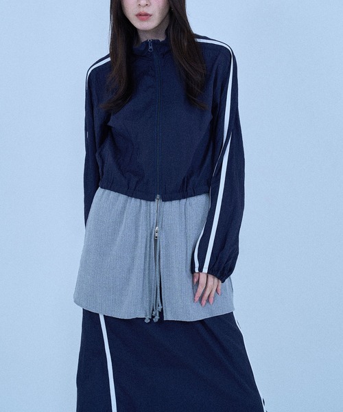 Nora Lily(ノラリリー)の「【Nora Lily】「elle」Short length Sheer Track Jacket(ジャージ・レディース・ライトグレー/ピンク・FREE)」の15枚目の写真