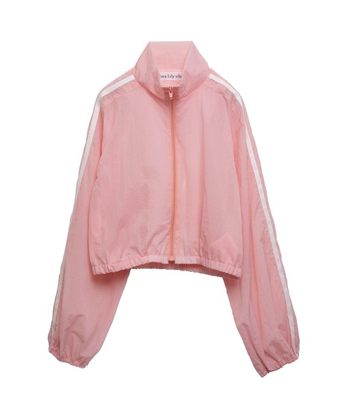 Nora Lily(ノラリリー)の「【Nora Lily】「elle」Short length Sheer Track Jacket(ジャージ・レディース・ライトグレー/ピンク・FREE)」の4枚目の写真