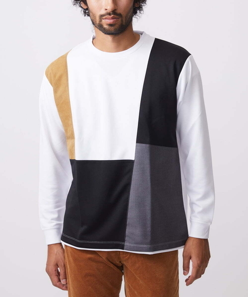 【限定展開】カットソー/リサイクルポンチ斜め切り替え（Tシャツ/カットソー）｜MK MICHEL KLEIN HOMME （エムケーミッシェルクランオム）