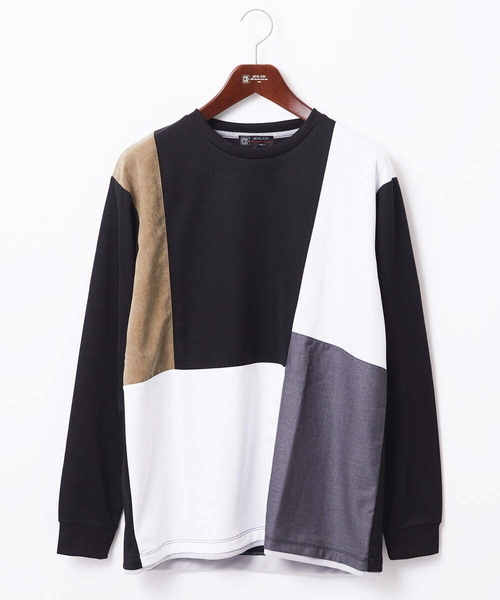 MK MICHEL KLEIN HOMME (エムケーミッシェルクランオム)の「【限定展開】カットソー/リサイクルポンチ斜め切り替え(Tシャツ/カットソー・メンズ・ホワイト/ブラック/ライトグレー・46/48)」の2枚目の写真