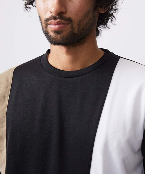 MK MICHEL KLEIN HOMME (エムケーミッシェルクランオム)の「【限定展開】カットソー/リサイクルポンチ斜め切り替え(Tシャツ/カットソー・メンズ・ホワイト/ブラック/ライトグレー・46/48)」の5枚目の写真