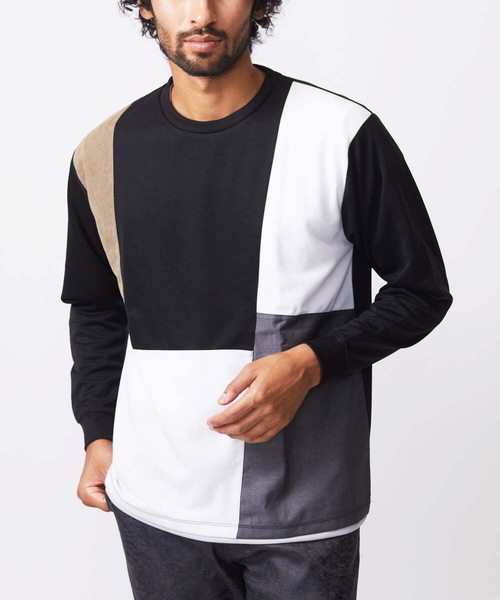 MK MICHEL KLEIN HOMME (エムケーミッシェルクランオム)の「【限定展開】カットソー/リサイクルポンチ斜め切り替え(Tシャツ/カットソー・メンズ・ホワイト/ブラック/ライトグレー・46/48)」の8枚目の写真