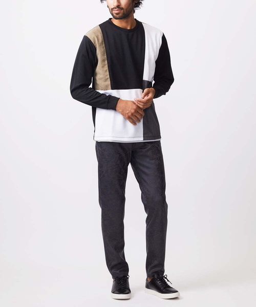 MK MICHEL KLEIN HOMME (エムケーミッシェルクランオム)の「【限定展開】カットソー/リサイクルポンチ斜め切り替え(Tシャツ/カットソー・メンズ・ホワイト/ブラック/ライトグレー・46/48)」の9枚目の写真