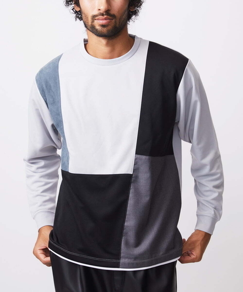 MK MICHEL KLEIN HOMME (エムケーミッシェルクランオム)の「【限定展開】カットソー/リサイクルポンチ斜め切り替え(Tシャツ/カットソー・メンズ・ホワイト/ブラック/ライトグレー・46/48)」の15枚目の写真