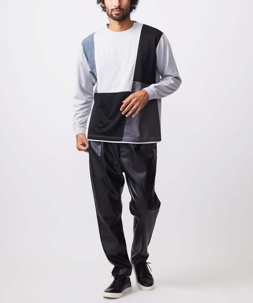 MK MICHEL KLEIN HOMME (エムケーミッシェルクランオム)の「【限定展開】カットソー/リサイクルポンチ斜め切り替え(Tシャツ/カットソー・メンズ・ホワイト/ブラック/ライトグレー・46/48)」の16枚目の写真