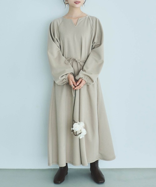 mil(ミル)の「【150㎝前後の小柄さんサイズ】配色ステッチキーネックワンピース(ワンピース・レディース・ブラック/ブラウン/ベージュ/ブラウン系その他/ブラック系その他/ベージュ系その他・XS/S)」の19枚目の写真