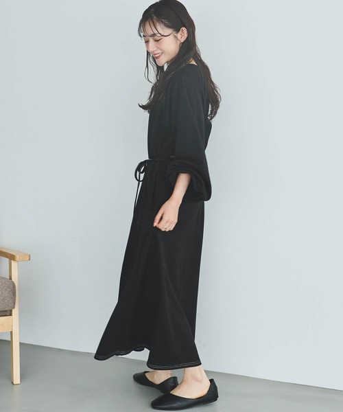 mil(ミル)の「【150㎝前後の小柄さんサイズ】配色ステッチキーネックワンピース(ワンピース・レディース・ブラック/ブラウン/ベージュ/ブラウン系その他/ブラック系その他/ベージュ系その他・XS/S)」の7枚目の写真