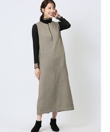 m.f.editorial（エムエフエディトリアル）の「【ロング丈 ウォッシャブル】ハンチ/HUNCH 杢調ツイル ジャンスカ（ワンピース）」