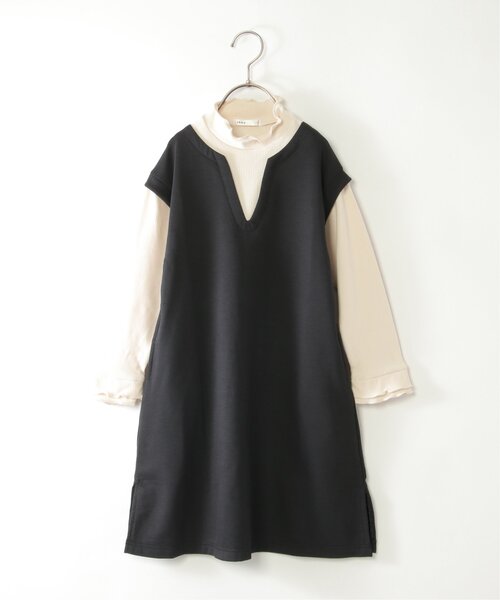 ikka（イッカ）の「キーネックジャンスカドッキングワンピース（120~160cm）（ジャンパースカート・キッズ・ブラック/オリーブ・120/130/140/150/160）」の13枚目の写真