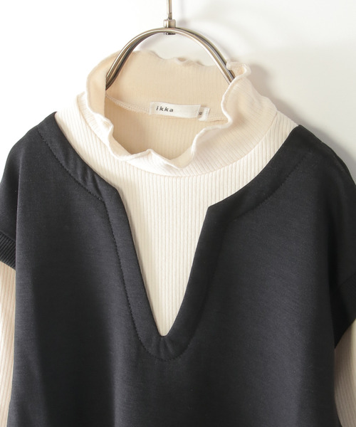 ikka（イッカ）の「キーネックジャンスカドッキングワンピース（120~160cm）（ジャンパースカート・キッズ・ブラック/オリーブ・120/130/140/150/160）」の5枚目の写真