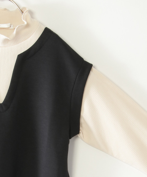 ikka（イッカ）の「キーネックジャンスカドッキングワンピース（120~160cm）（ジャンパースカート・キッズ・ブラック/オリーブ・120/130/140/150/160）」の6枚目の写真