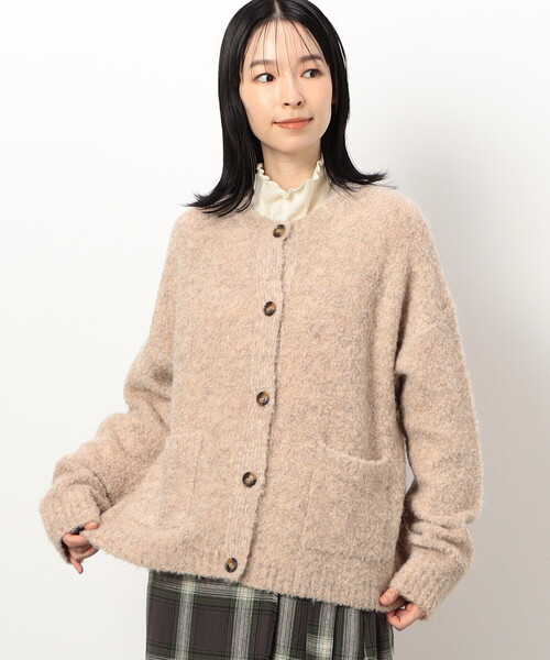 ONIGIRI（オニギリ）の「ふんわり ループヤーン ニットカーディガン（カーディガン/ボレロ・レディース・チャコール/ラベンダー/ベージュ・FREE）」の15枚目の写真