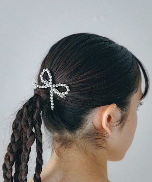 GLOBAL WORK（グローバルワーク）の「ビーズリボンピン/AND YUA ANY/232278（ヘアピン・キッズ・ブラック/シルバー/ホワイト・FREE）」の3枚目の写真