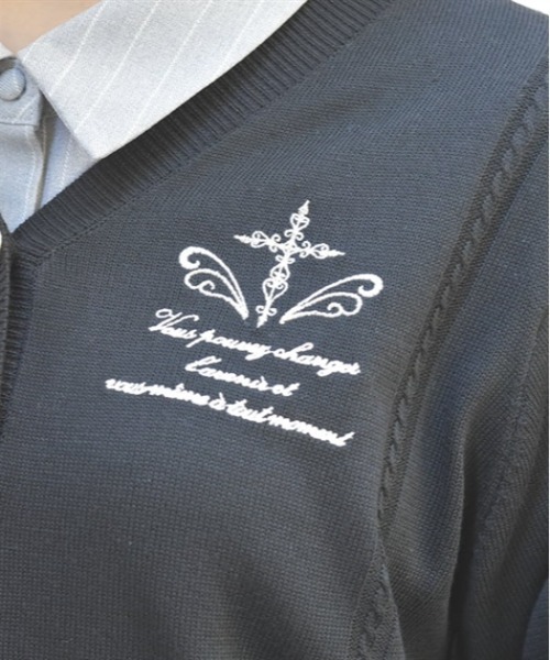 axes femme(アクシーズファム)の「クロス刺繍ショートニットカーディガン(カーディガン/ボレロ・レディース・キナリ/サックスブルー/ブラック・FREE)」の10枚目の写真