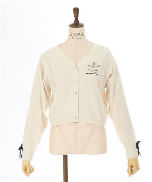 axes femme(アクシーズファム)の「クロス刺繍ショートニットカーディガン(カーディガン/ボレロ・レディース・キナリ/サックスブルー/ブラック・FREE)」の12枚目の写真