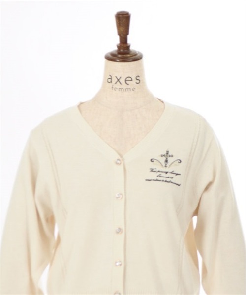 axes femme(アクシーズファム)の「クロス刺繍ショートニットカーディガン(カーディガン/ボレロ・レディース・キナリ/サックスブルー/ブラック・FREE)」の15枚目の写真