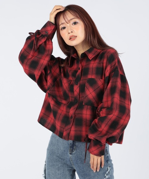 CECIL McBEE（セシルマクビー）の「ドロストボリューム袖チェック 