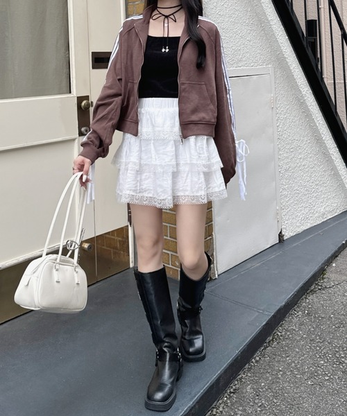 nemne store(ネンネストア)の「《Delfy》袖リボントラックジャケット(スウェット・レディース・ブラウン系/ブラック/グレー/ボルドー/ライトグレー・フリー)」の10枚目の写真