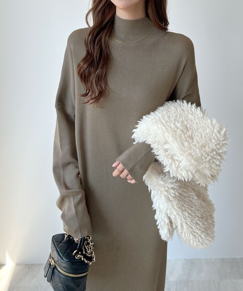 セール】ハイネックニットロングワンピース（ワンピース）｜Futier