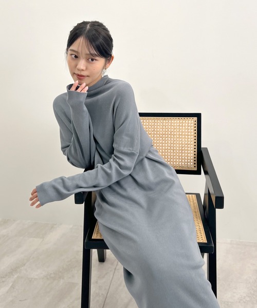 セール】ハイネックニットロングワンピース（ワンピース）｜Futier