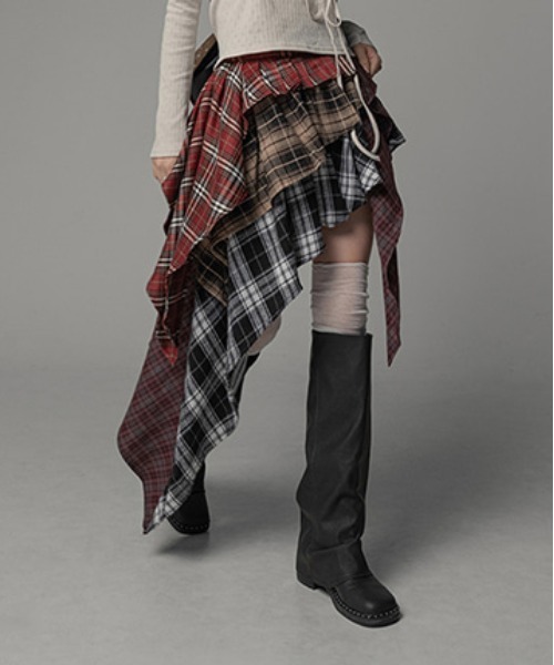 gossip！ロサンゼルス（ゴシップロサンゼルス）の「チェック アンバランス スカート  Y2K（スカート・レディース・チェック・FREE/M/L/XL）」の13枚目の写真