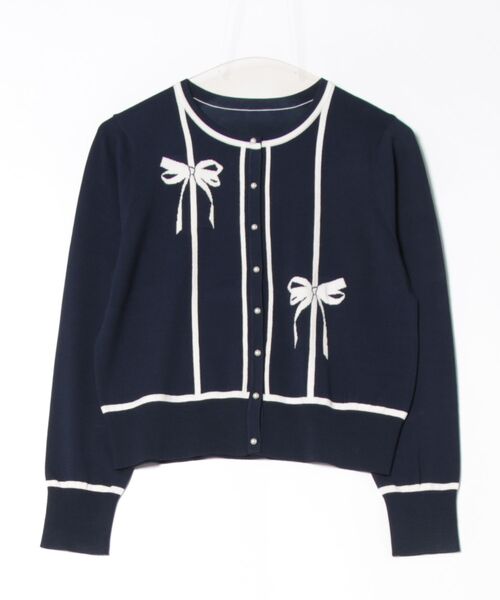 UNIVERVAL MUSE（ユニバーバル ミューズ）の「リボンインターシャニットカーディガン（ニット/セーター・レディース・ピンクベージュ/MD.GRY/ネイビー/オフホワイト・2）」の18枚目の写真