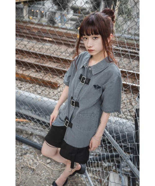 gibous デニムシャツ 再販 gibous china stitch denim tops long 3/8 21:00〜 モデル