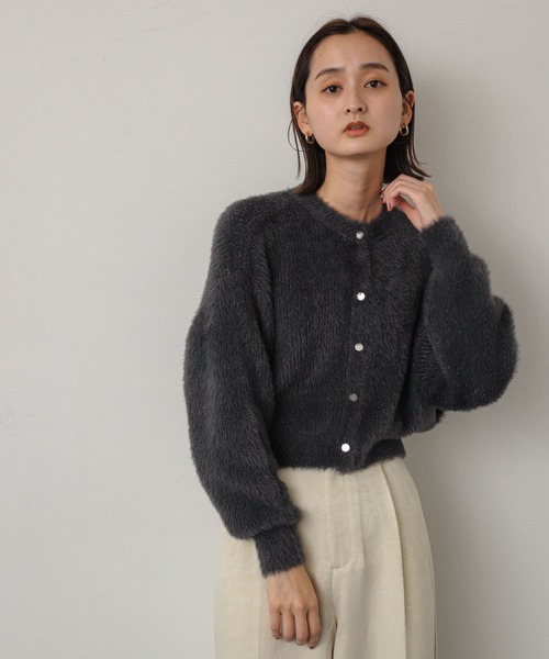 カーディガン 「大人気」クロップド丈ラメシャギーカーディガン レディース 0000039578015.jpg
